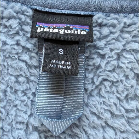 PATAGONIA Women's Outdoor Fuzzy Fleece 1/4 Zip Pullover Mock Neck Blue Gray Sz S - Picture 8 of 11